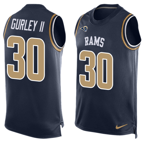 Men's Limited Todd Gurley Nike Jersey Navy Blue - #30 Player Name & Number Tank Top NFL Los Angeles Rams